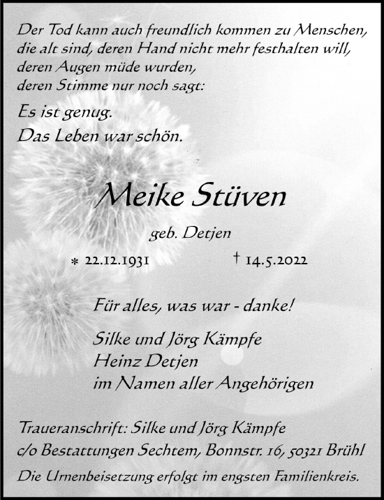 Anzeige von Meike Stüven von  Schlossbote/Werbekurier 