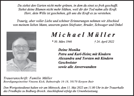 Anzeige von Michael Müller von  Werbepost 