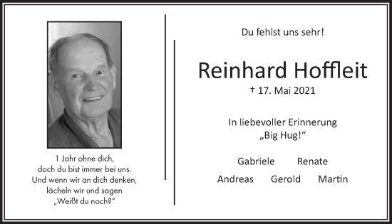 Anzeige von Reinhard Hoffleit von  Bergisches Handelsblatt 