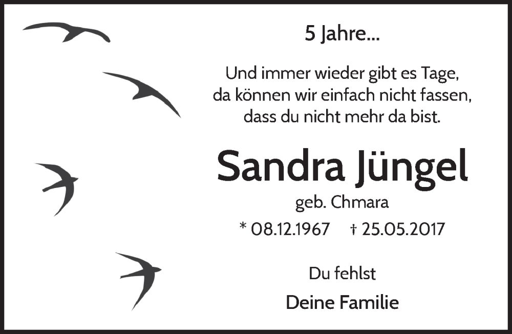  Traueranzeige für Sandra Jüngel vom 27.05.2022 aus  Lokale Informationen 
