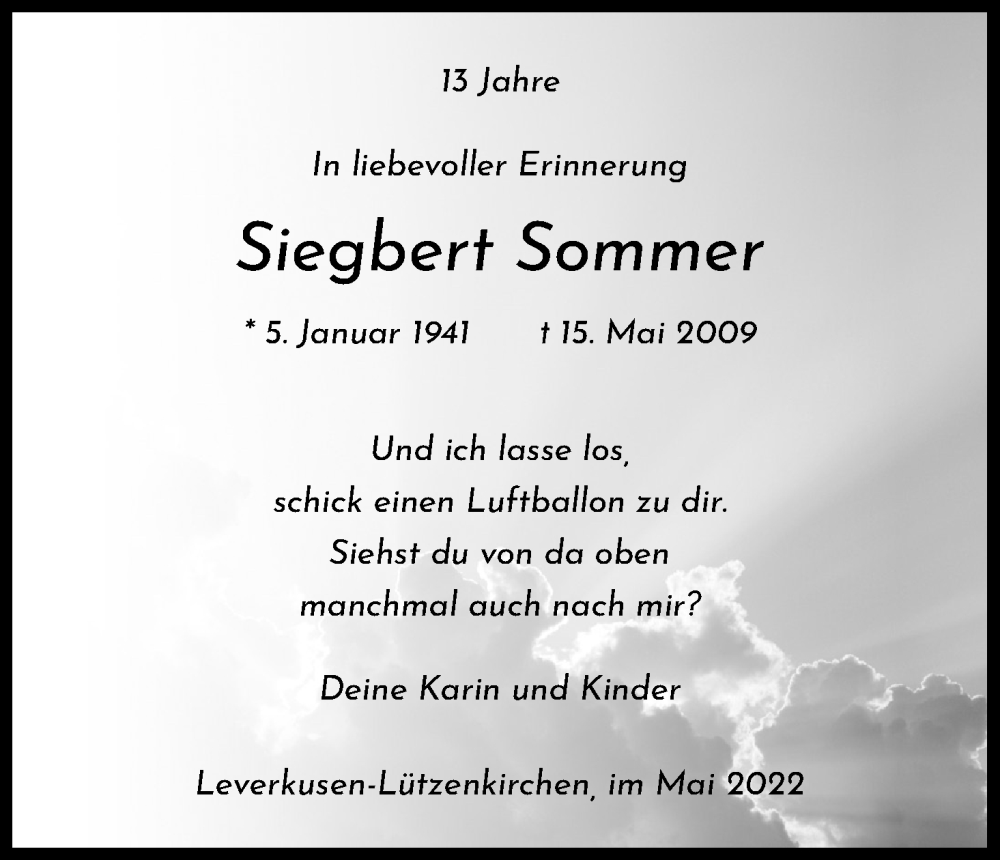  Traueranzeige für Siegbert Sommer vom 18.07.2023 aus Kölner Stadt-Anzeiger / Kölnische Rundschau / Express