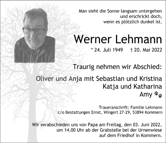 Anzeige von Werner Lehmann von  Blickpunkt Euskirchen 