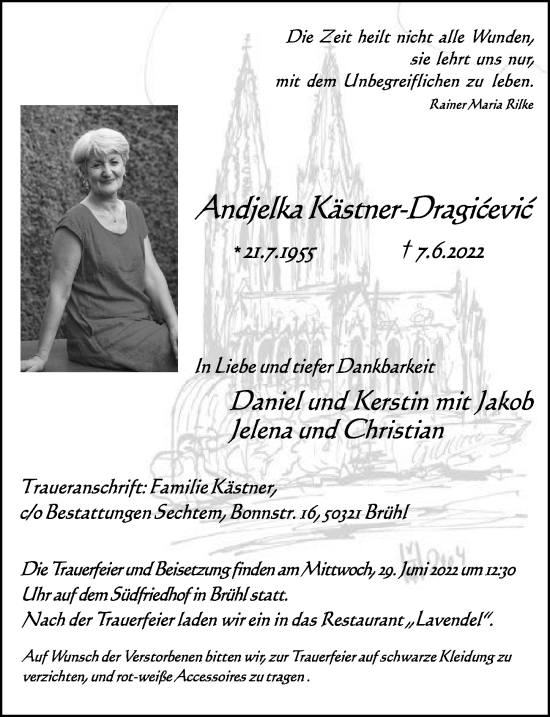 Anzeige von Andjelka Kästner-Dragicevic von  Schlossbote/Werbekurier 