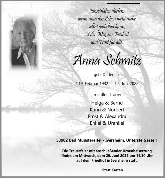 Anzeige von Anna Schmitz von  Blickpunkt Euskirchen 