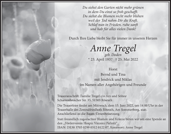 Anzeige von Anne Tregel von  Bergisches Handelsblatt 