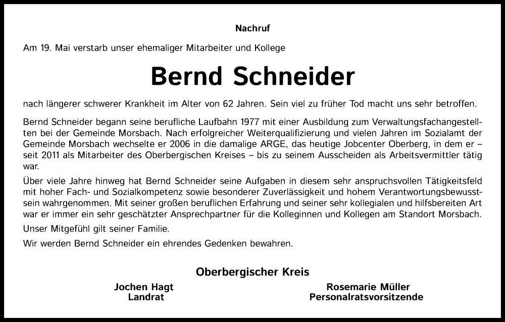  Traueranzeige für Bernd Schneider vom 25.06.2022 aus Kölner Stadt-Anzeiger / Kölnische Rundschau / Express