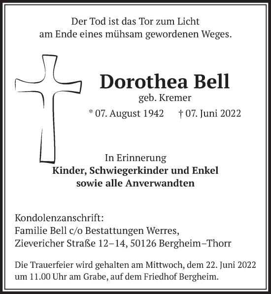 Anzeige von Dorothea Bell von  Werbepost 