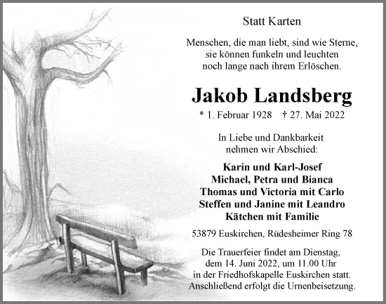 Anzeige von Jakob Landsberg von  Blickpunkt Euskirchen 