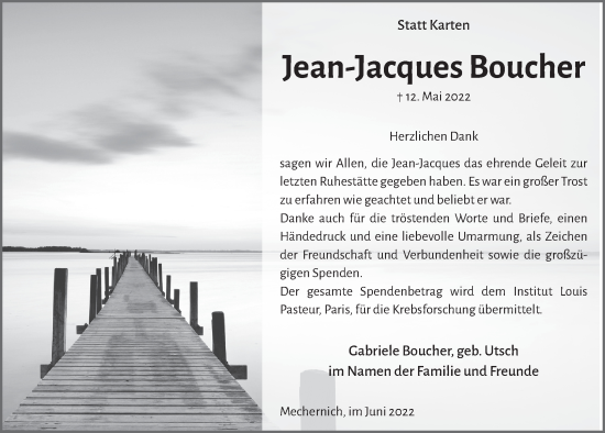Anzeige von Jean-Jacques Boucher von  Blickpunkt Euskirchen 