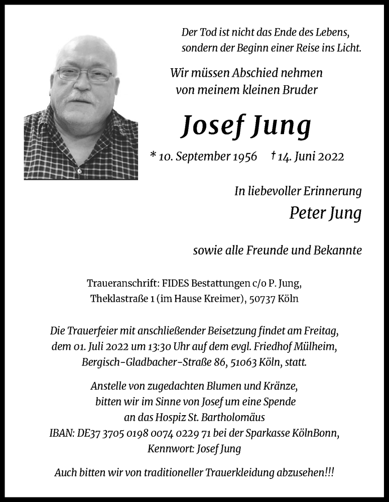  Traueranzeige für Josef Jung vom 25.06.2022 aus Kölner Stadt-Anzeiger / Kölnische Rundschau / Express