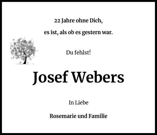 Anzeige von Josef Webers von Kölner Stadt-Anzeiger / Kölnische Rundschau / Express