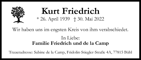 Anzeige von Kurt Friedrich von Kölner Stadt-Anzeiger / Kölnische Rundschau / Express