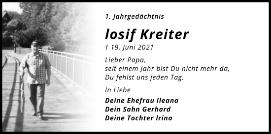 Anzeige von losif Kreiter von Kölner Stadt-Anzeiger / Kölnische Rundschau / Express