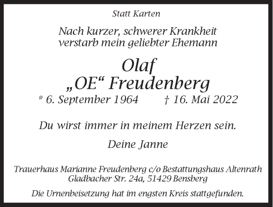 Anzeige von Olaf Freudenberg von  Lokale Informationen 