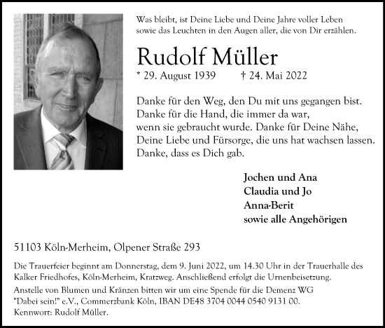 Anzeige von Rudolf Müller von Kölner Stadt-Anzeiger / Kölnische Rundschau / Express