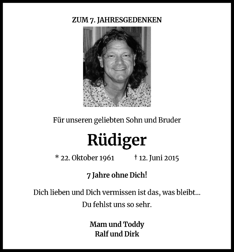  Traueranzeige für Rüdiger Heinrichs vom 18.07.2023 aus Kölner Stadt-Anzeiger / Kölnische Rundschau / Express