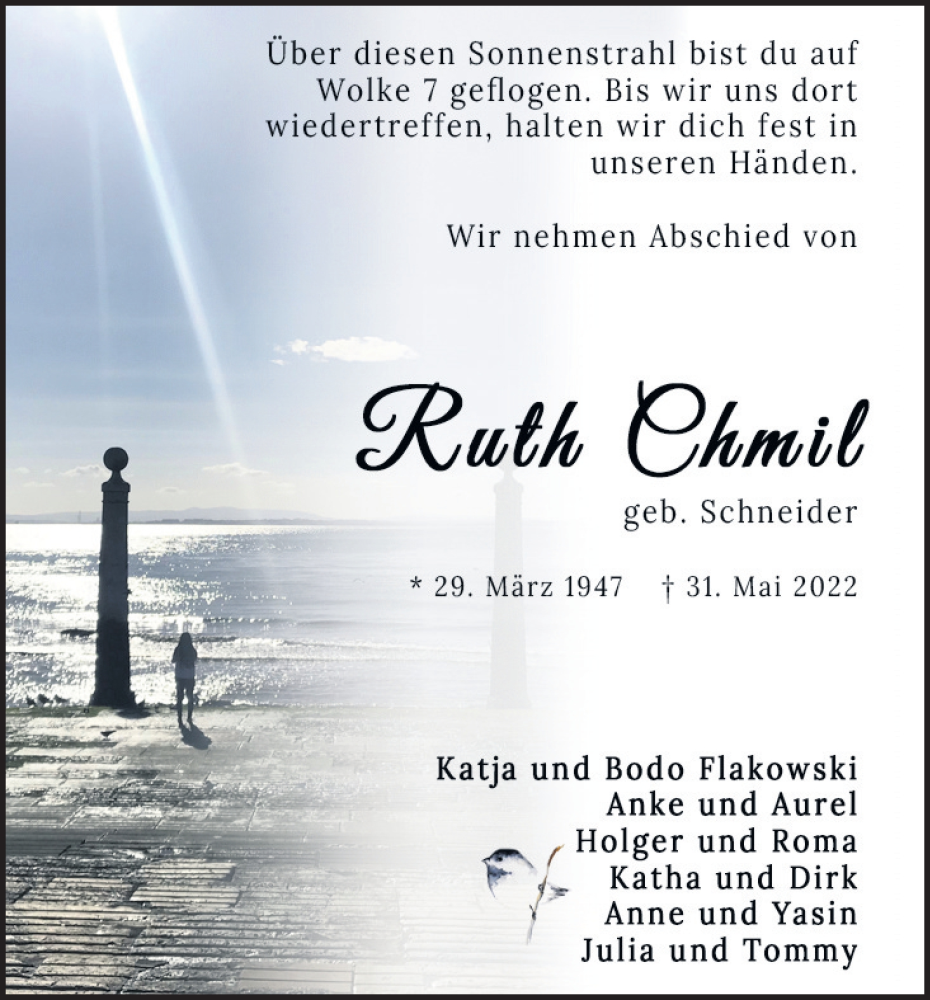  Traueranzeige für Ruth Chmil vom 11.06.2022 aus Kölner Stadt-Anzeiger / Kölnische Rundschau / Express
