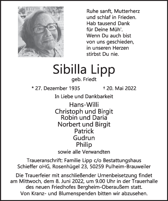 Anzeige von Sibilla Lipp von  Werbepost 