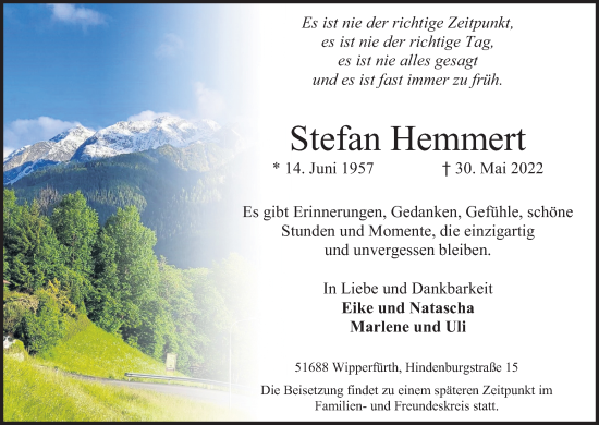 Anzeige von Stefan Hemmert von Kölner Stadt-Anzeiger / Kölnische Rundschau / Express