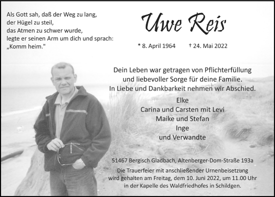 Anzeige von Uwe Weis von  Bergisches Handelsblatt 
