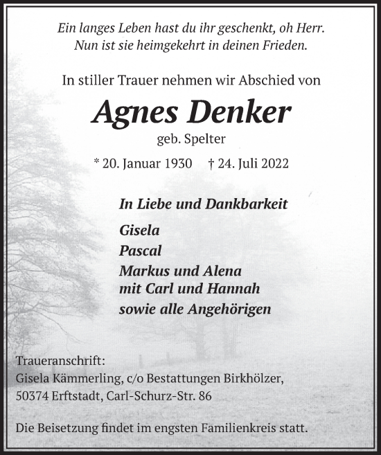Anzeige von Agnes Denker von  Werbepost 