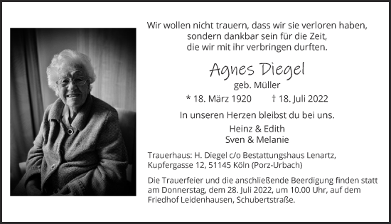 Anzeige von Agnes Diegel von  EXPRESS - Die Woche 