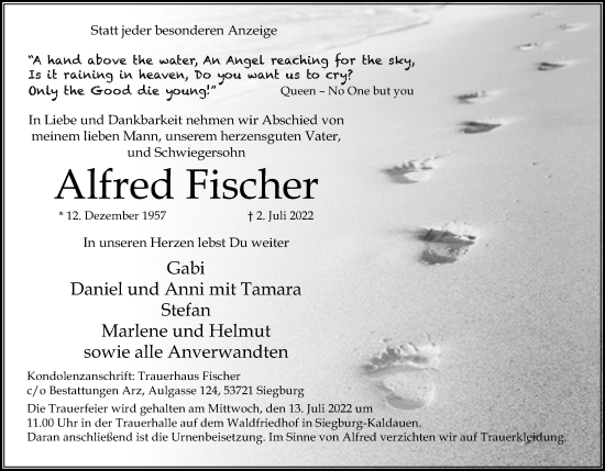 Anzeige von Alfred Fischer von Kölner Stadt-Anzeiger / Kölnische Rundschau / Express