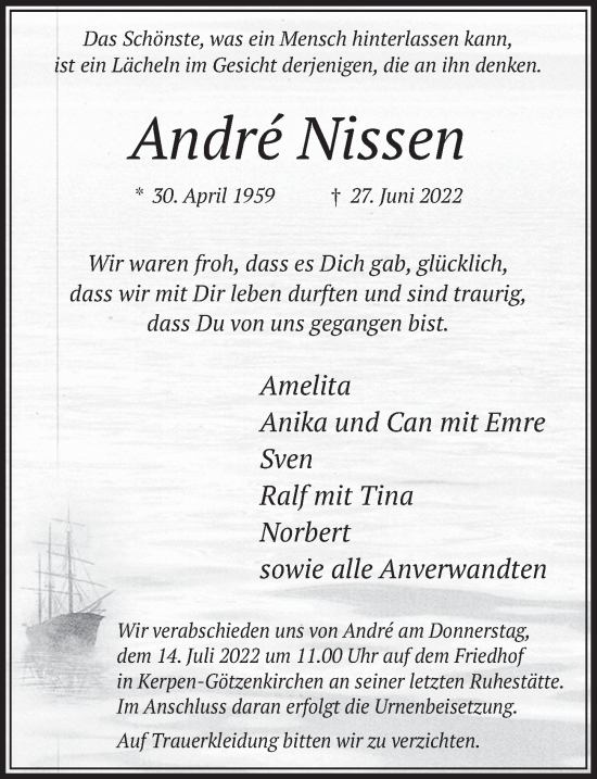 Anzeige von André Nissen von  Werbepost 