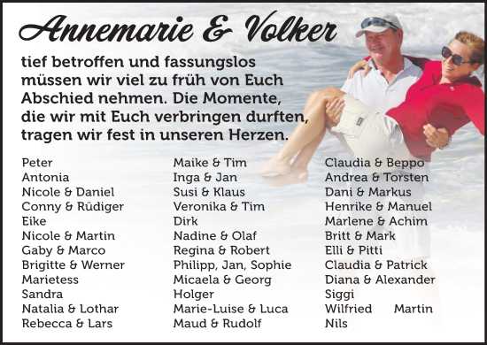 Anzeige von Annemarie und Volker  von Kölner Stadt-Anzeiger / Kölnische Rundschau / Express