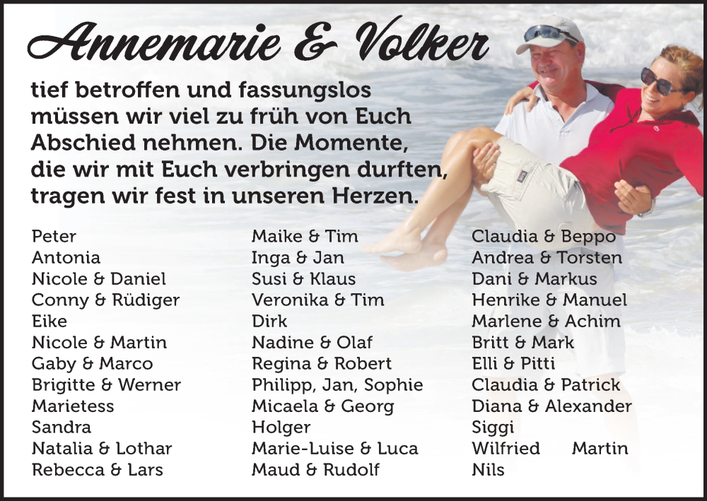  Traueranzeige für Annemarie und Volker  vom 02.07.2022 aus Kölner Stadt-Anzeiger / Kölnische Rundschau / Express