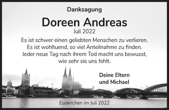 Anzeige von Doreen Andreas von  Blickpunkt Euskirchen 