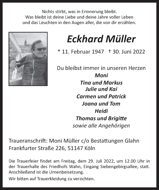 Anzeige von Eckhard Müller von  EXPRESS - Die Woche 