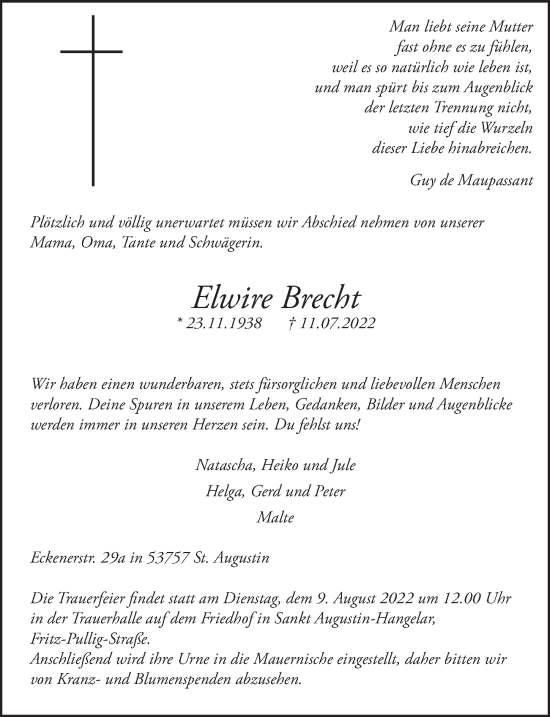 Anzeige von Elwire Brecht von  Extra Blatt 