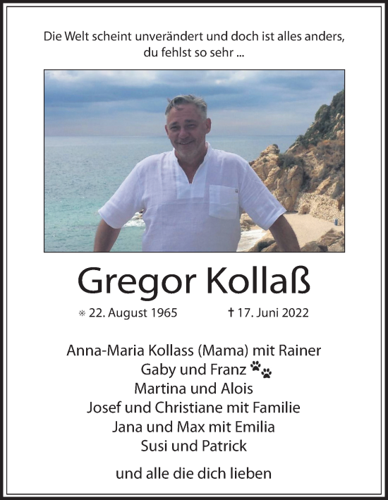 Anzeige von Gregor Kollaß von Kölner Stadt-Anzeiger / Kölnische Rundschau / Express