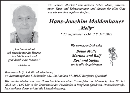 Anzeige von Hans-Joachim Moldenhauer von  Werbepost 