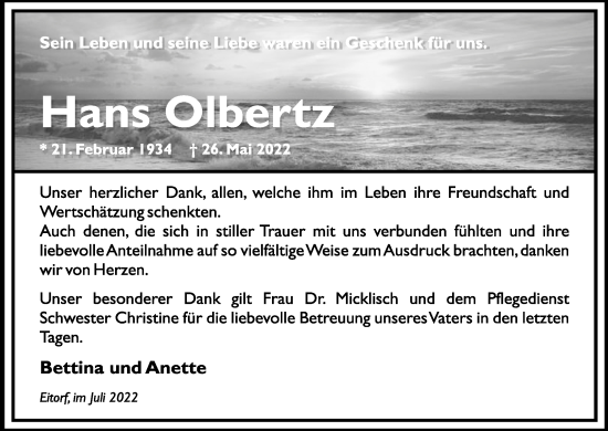 Anzeige von Hans Olbertz von Kölner Stadt-Anzeiger / Kölnische Rundschau / Express