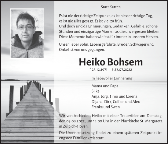Anzeige von Heiko Bohsem von  Blickpunkt Euskirchen 
