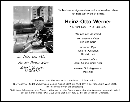 Anzeige von Heinz-Otto Werner von Kölner Stadt-Anzeiger / Kölnische Rundschau / Express