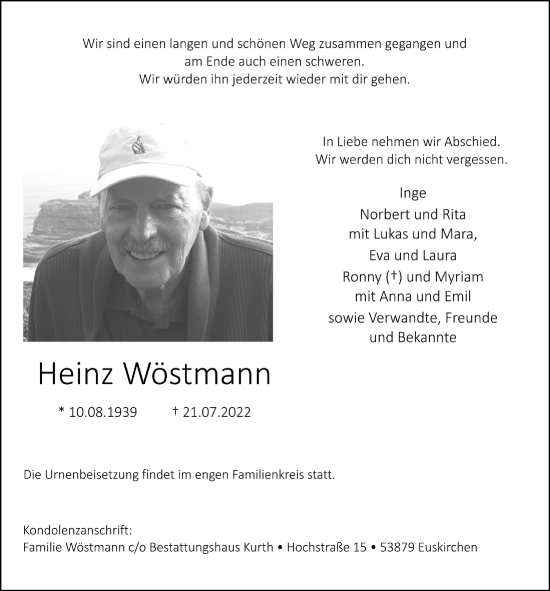 Anzeige von Heinz Wöstmann von  Blickpunkt Euskirchen 