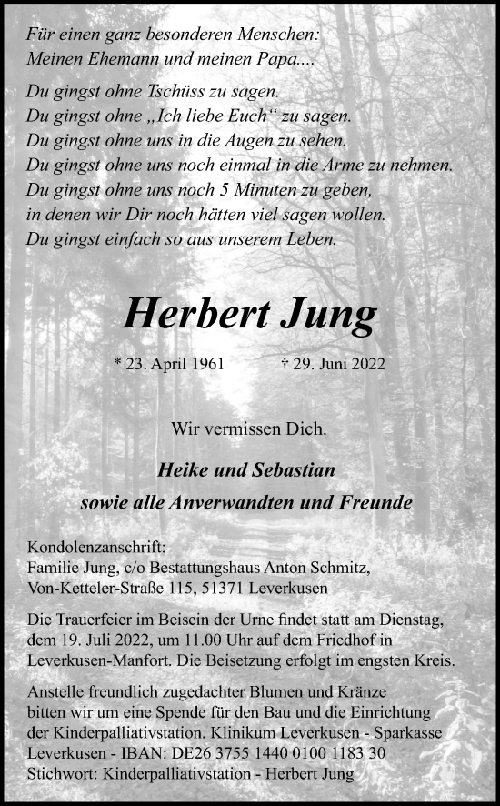 Anzeige von Herbert Jung von Kölner Stadt-Anzeiger / Kölnische Rundschau / Express