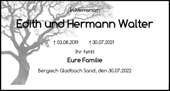 Anzeige von Hermann Walter von Kölner Stadt-Anzeiger / Kölnische Rundschau / Express
