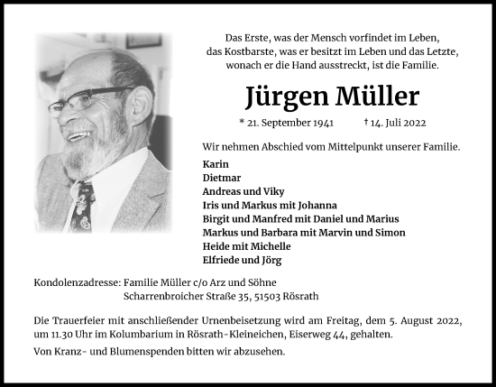 Anzeige von Jürgen Müller von Kölner Stadt-Anzeiger / Kölnische Rundschau / Express