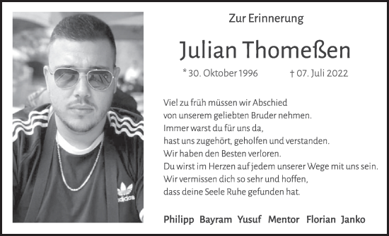 Anzeige von Julian Thomeßen von  Werbepost 