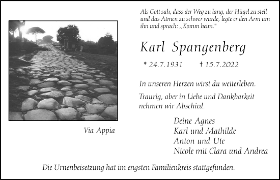Anzeige von Karl Spangenberg von  Schlossbote/Werbekurier 