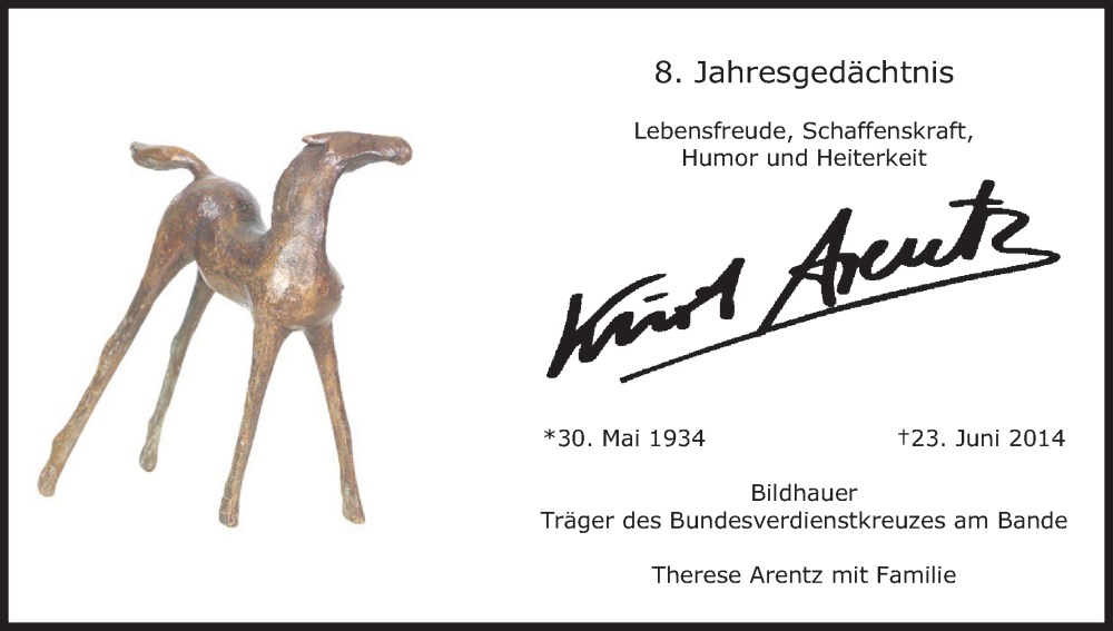  Traueranzeige für Kurt Arentz vom 18.07.2023 aus Kölner Stadt-Anzeiger / Kölnische Rundschau / Express