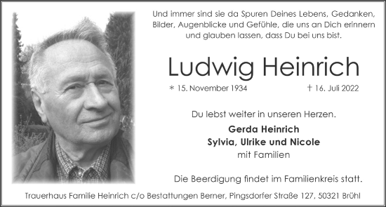 Anzeige von Ludwig Heinrich von  Schlossbote/Werbekurier 