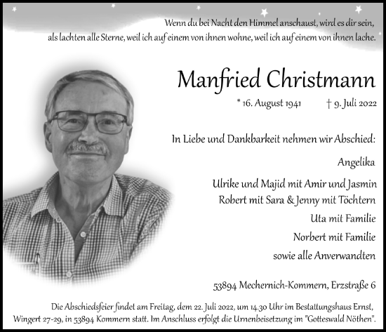 Anzeige von Manfried Christmann von  Blickpunkt Euskirchen 