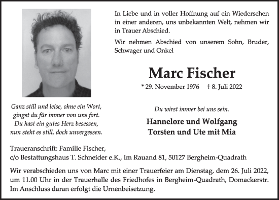 Anzeige von Marc Fischer von  Werbepost 