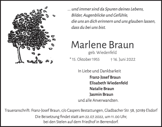 Anzeige von Marlene Braun von  Werbepost 