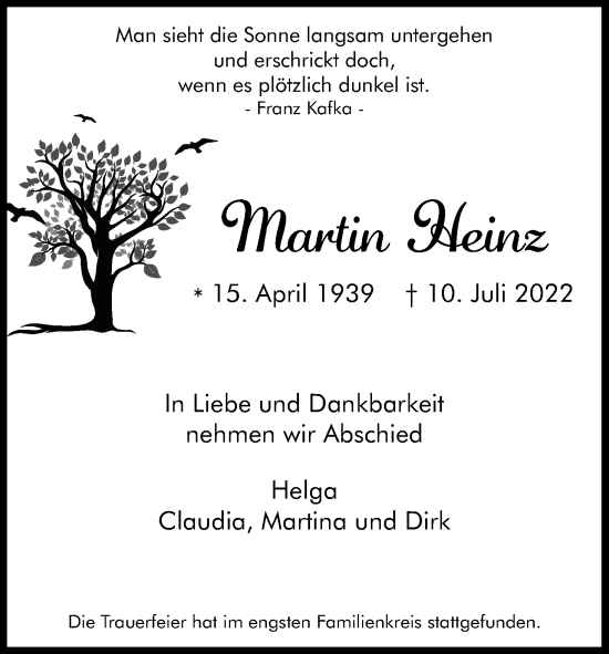 Anzeige von Martin Heinz von Kölner Stadt-Anzeiger / Kölnische Rundschau / Express